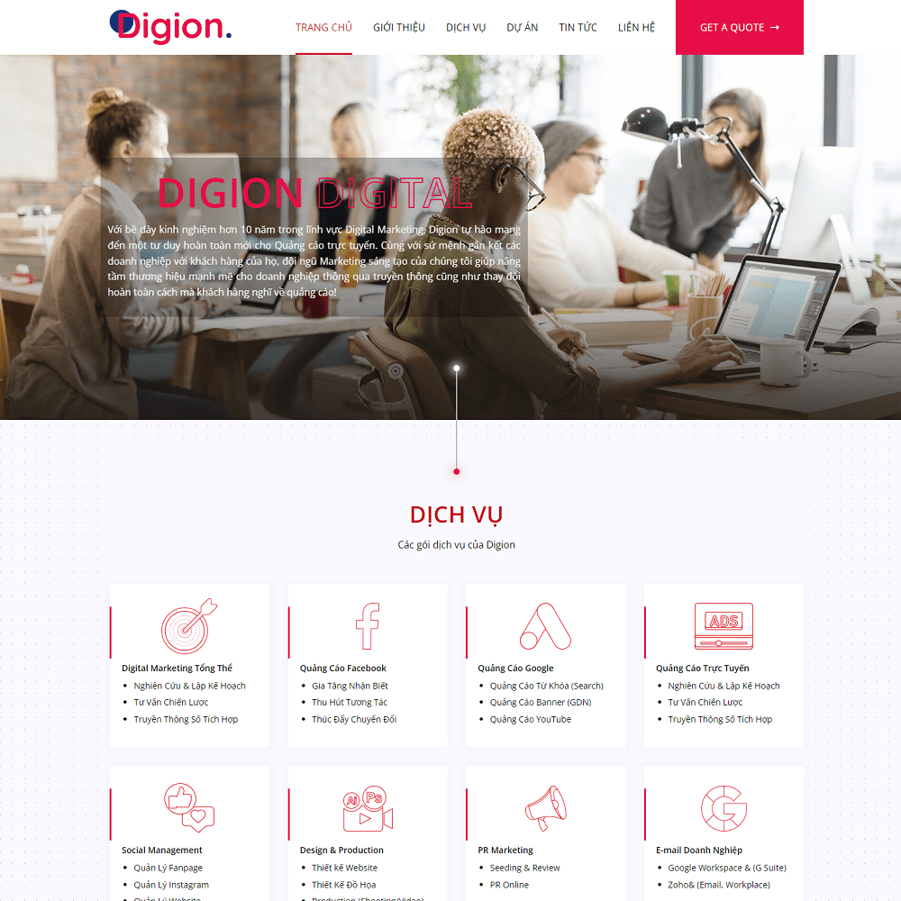Mẫu website công ty Agency Digital Marketing Online
