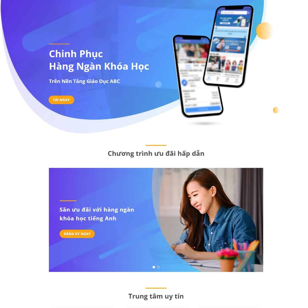 Mẫu website landing page giới thiệu ứng dụng giáo dục