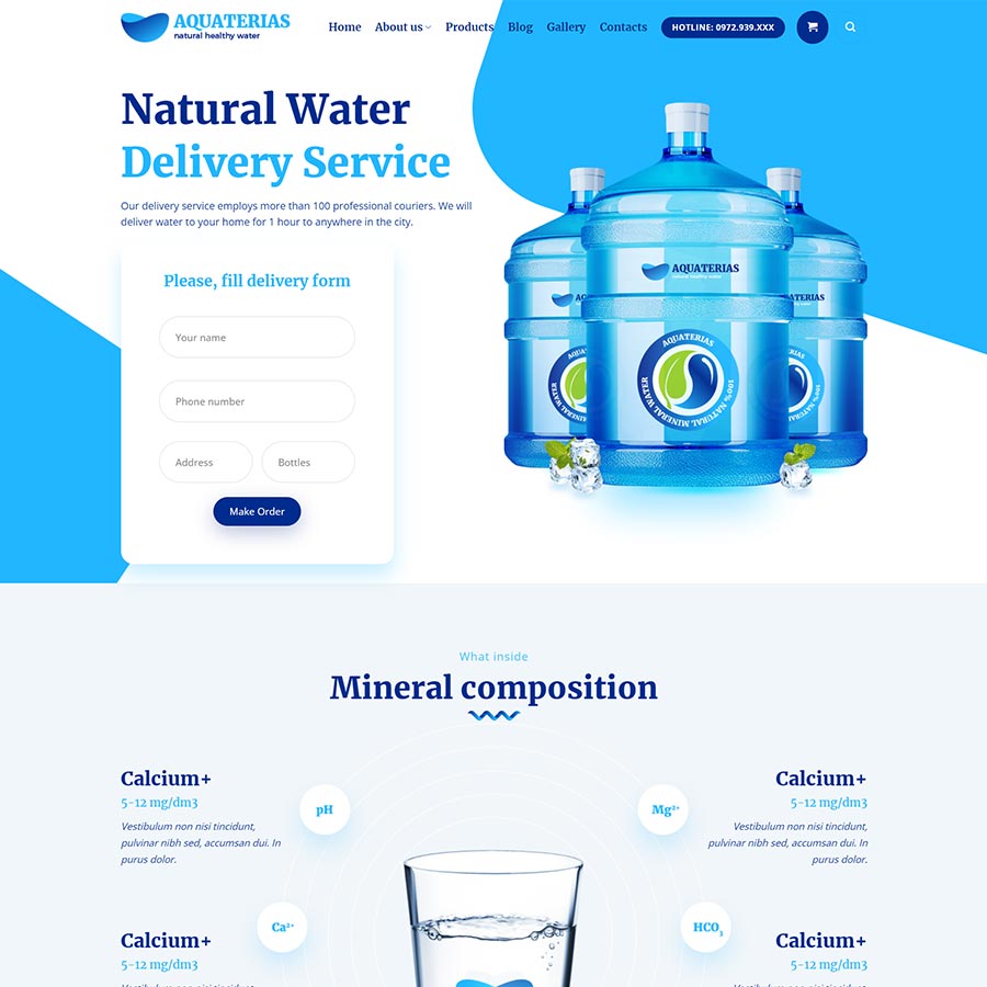 Mẫu website công ty nước tinh khiết đóng chai