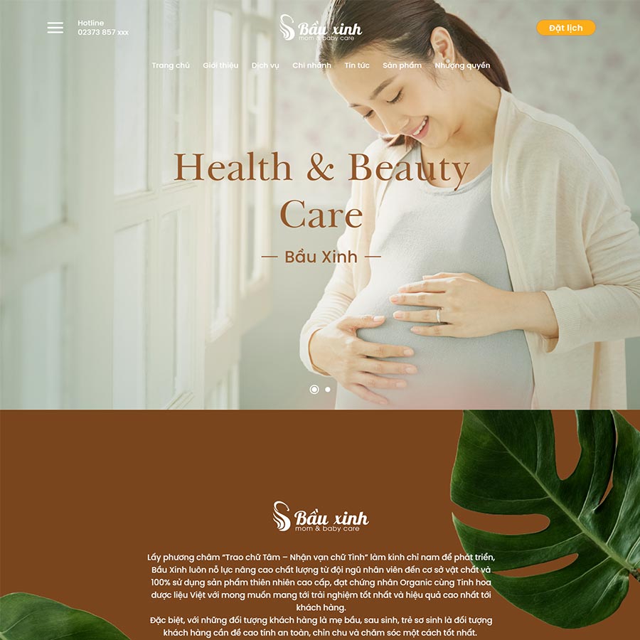 Mẫu website dịch vụ chăm sóc mẹ và bé 02