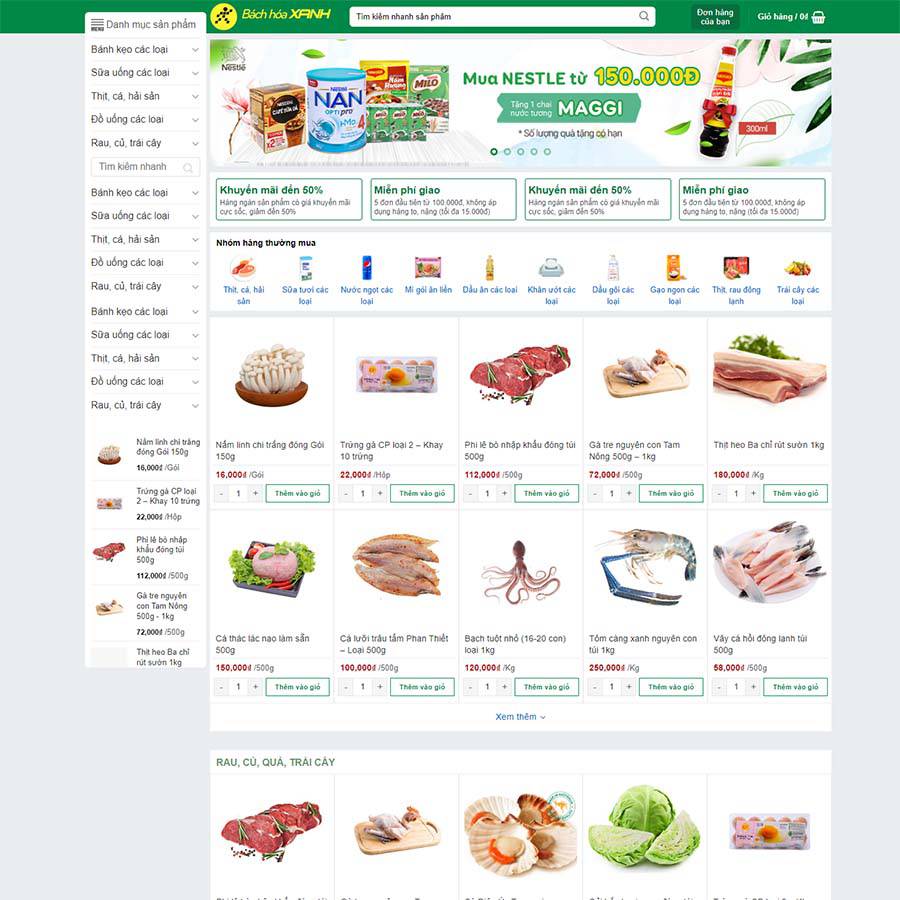 Mẫu website bách hóa xanh