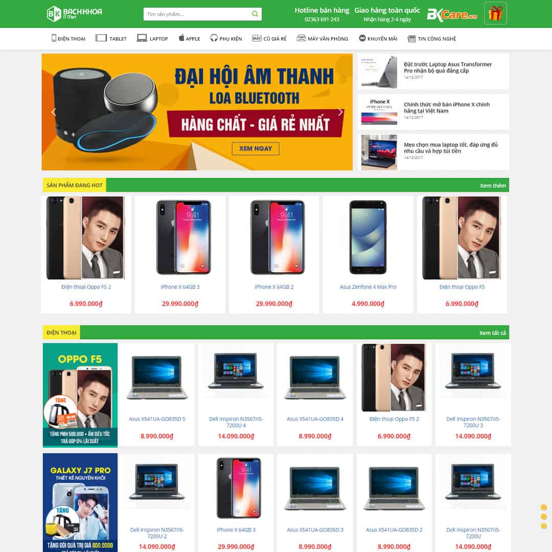 Mẫu website bách khoa Shop