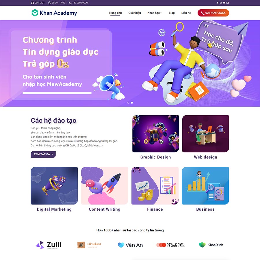 Mẫu website bán khóa học 02