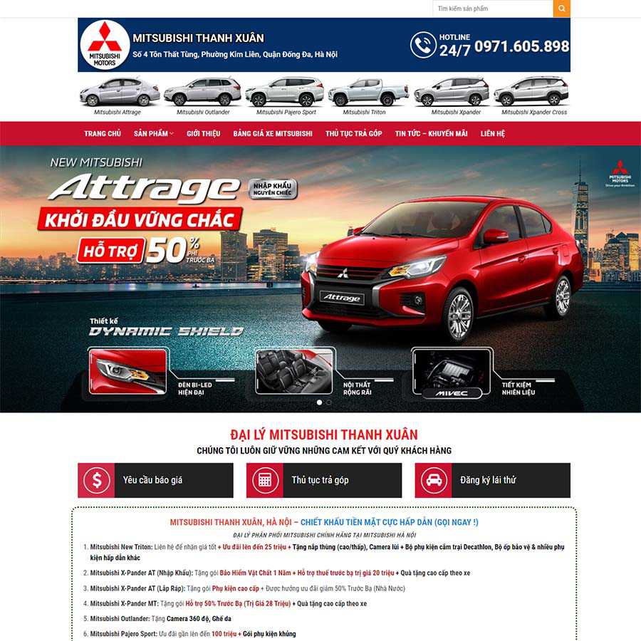 Mẫu website bán xe ô tô