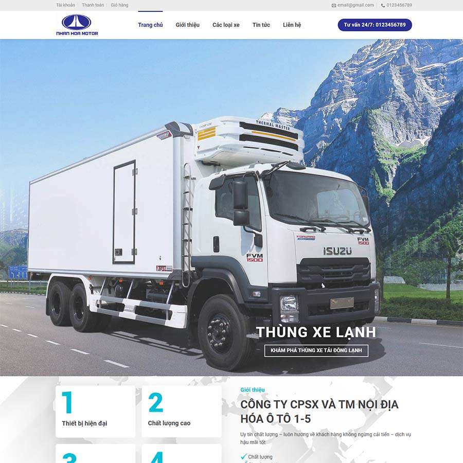 Mẫu website bán xe tải đông lạnh