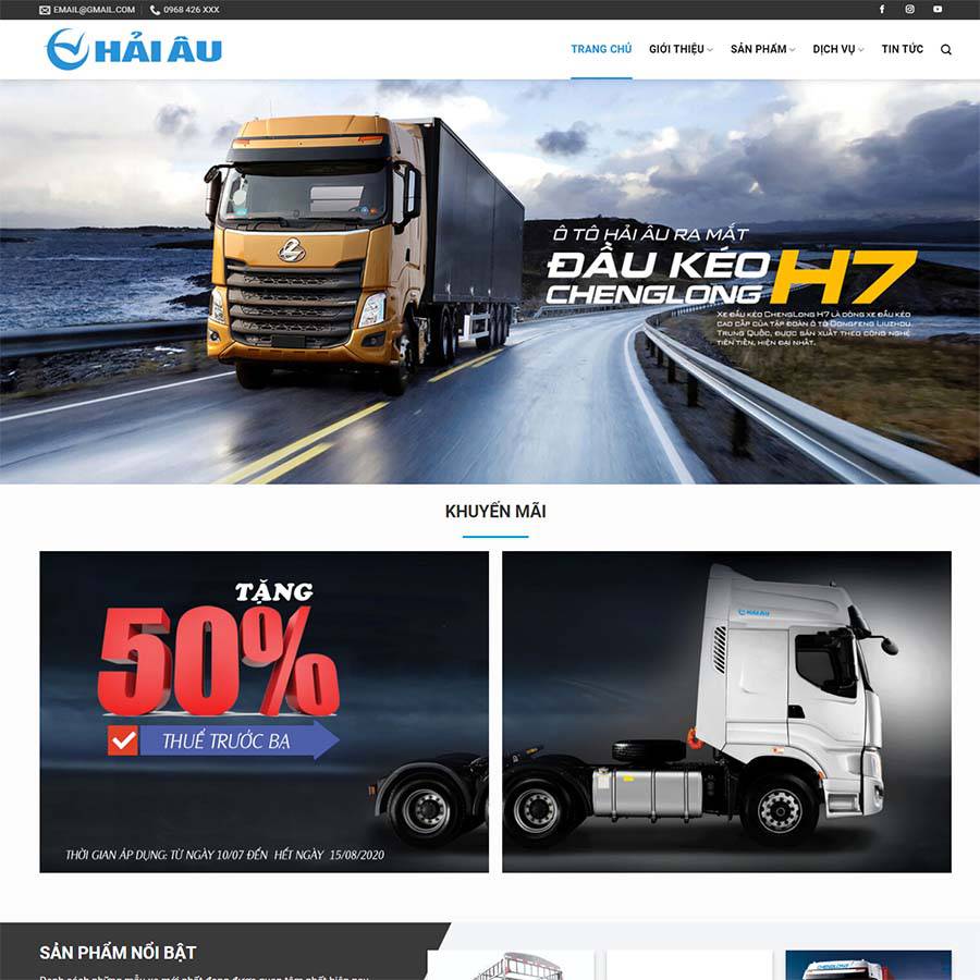 Mẫu website bán xe tải 03