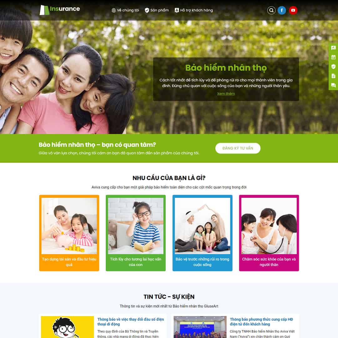 Mẫu website giới thiệu dịch vụ bảo hiểm