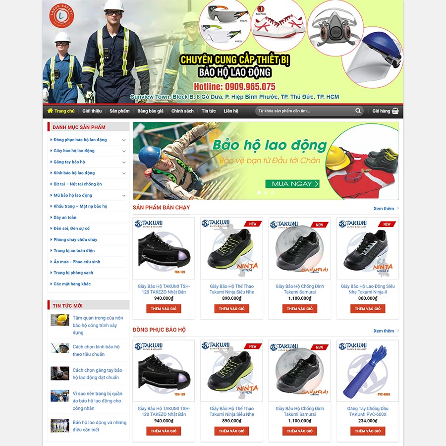 Mẫu website bán đồ bảo hộ lao động 02