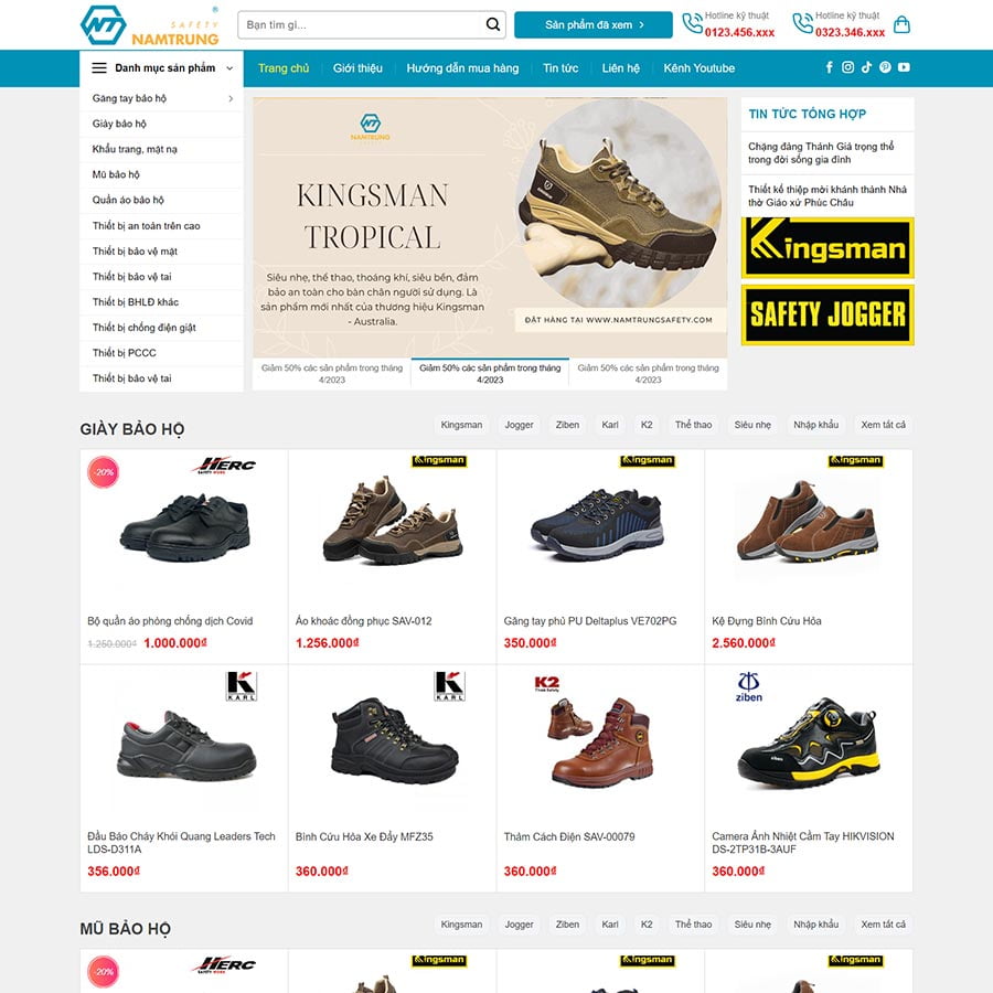 Mẫu website bán đồ bảo hộ lao động 03
