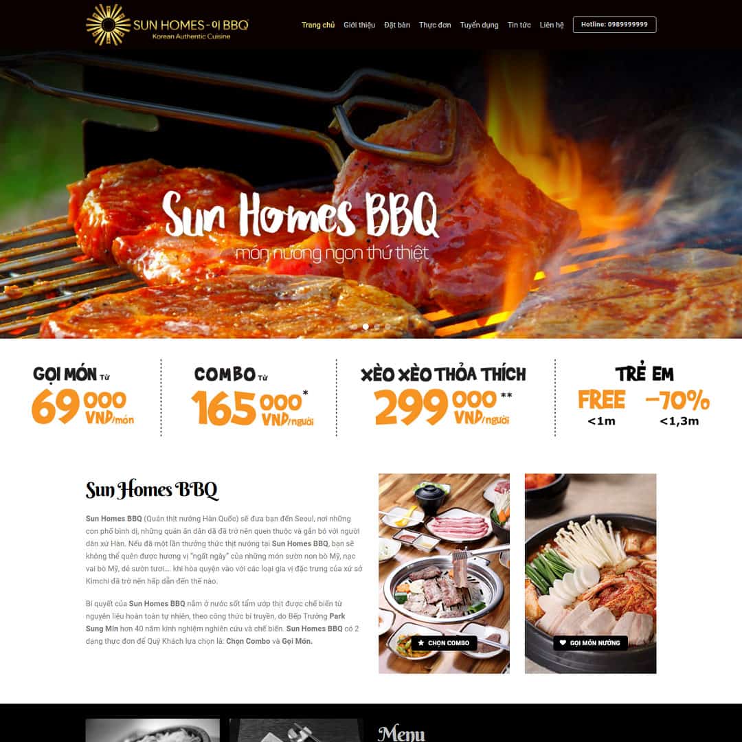 Mẫu website giới thiệu nhà hàng bbq