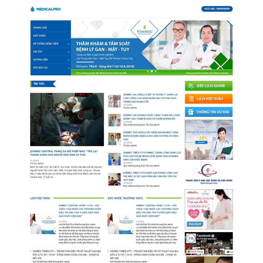 Mẫu website bệnh viện, phòng khám