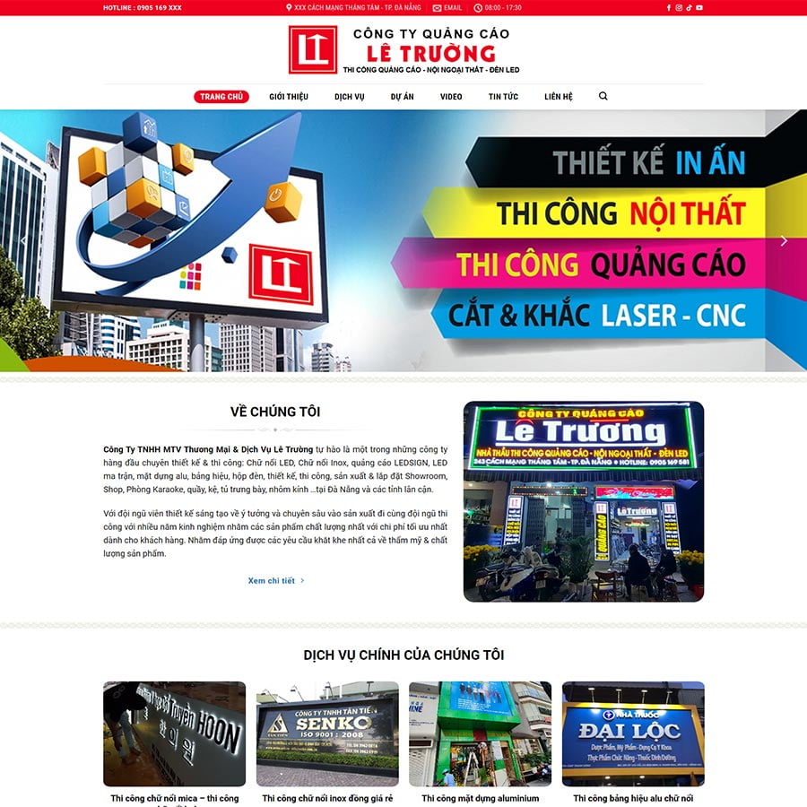 Mẫu website làm biển quảng cáo