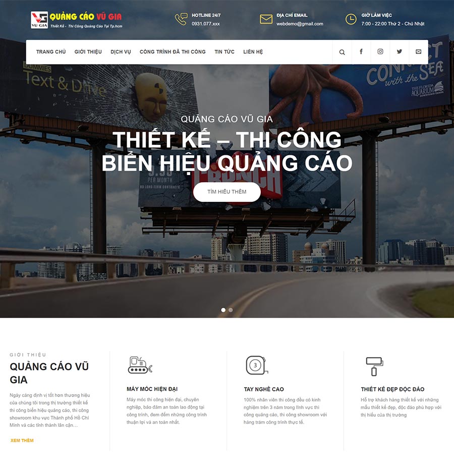 Mẫu website làm biển quảng cáo 02