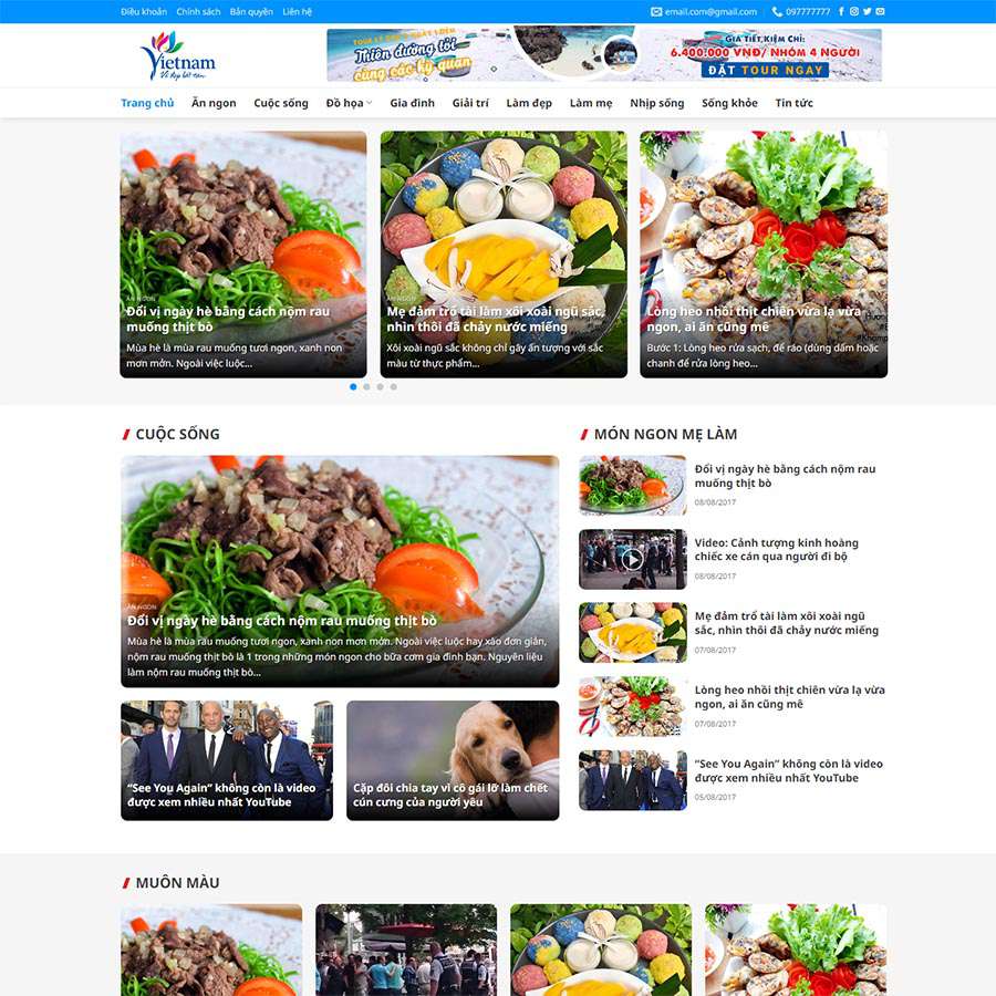 Mẫu website blog, tin tức du lịch