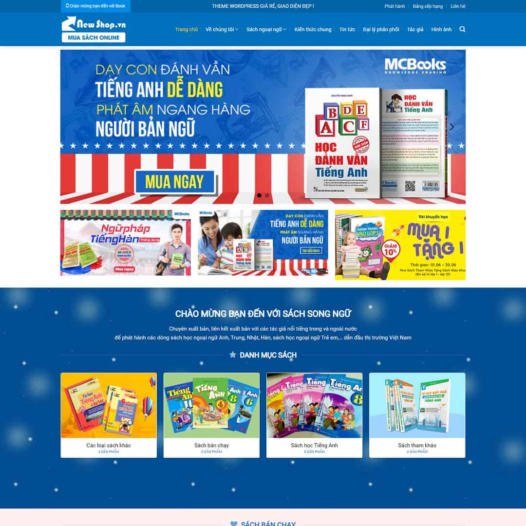 Mẫu website Shop bán sách, ebook