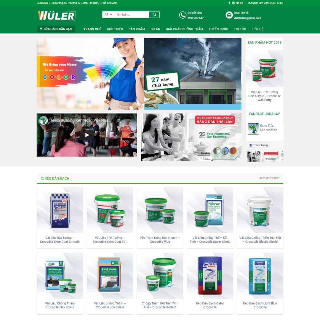 Mẫu website cửa hàng bán sơn, bột sơn