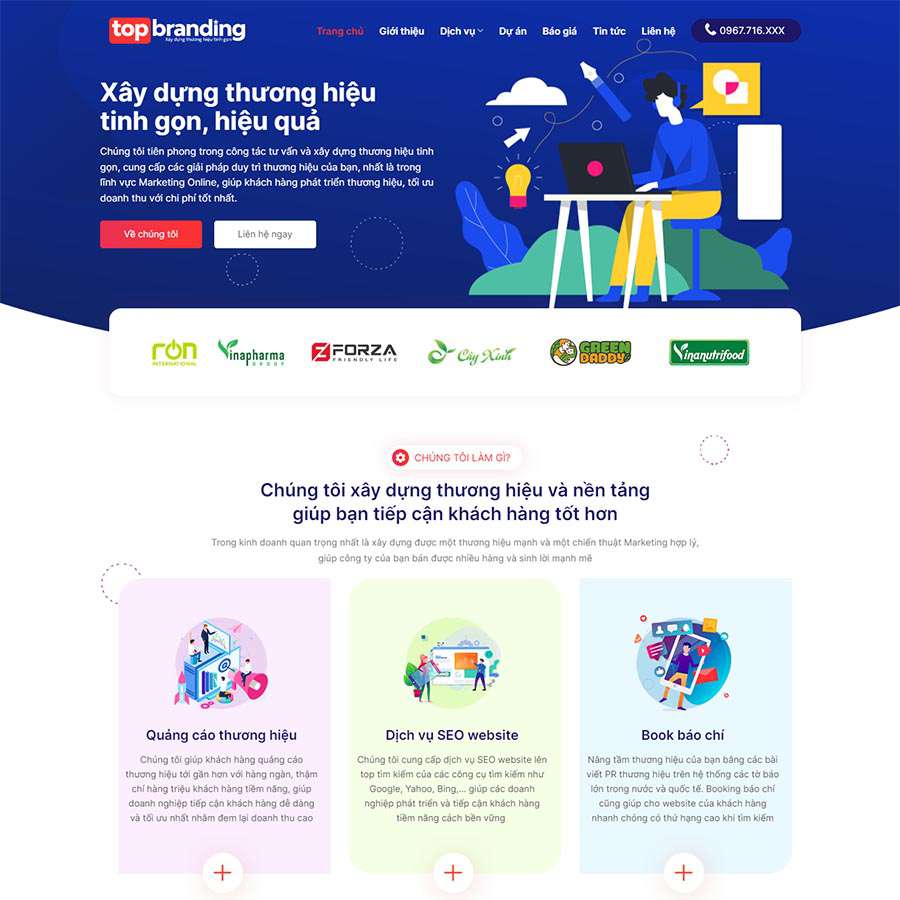 Mẫu website công ty Agency Marketing Online 02