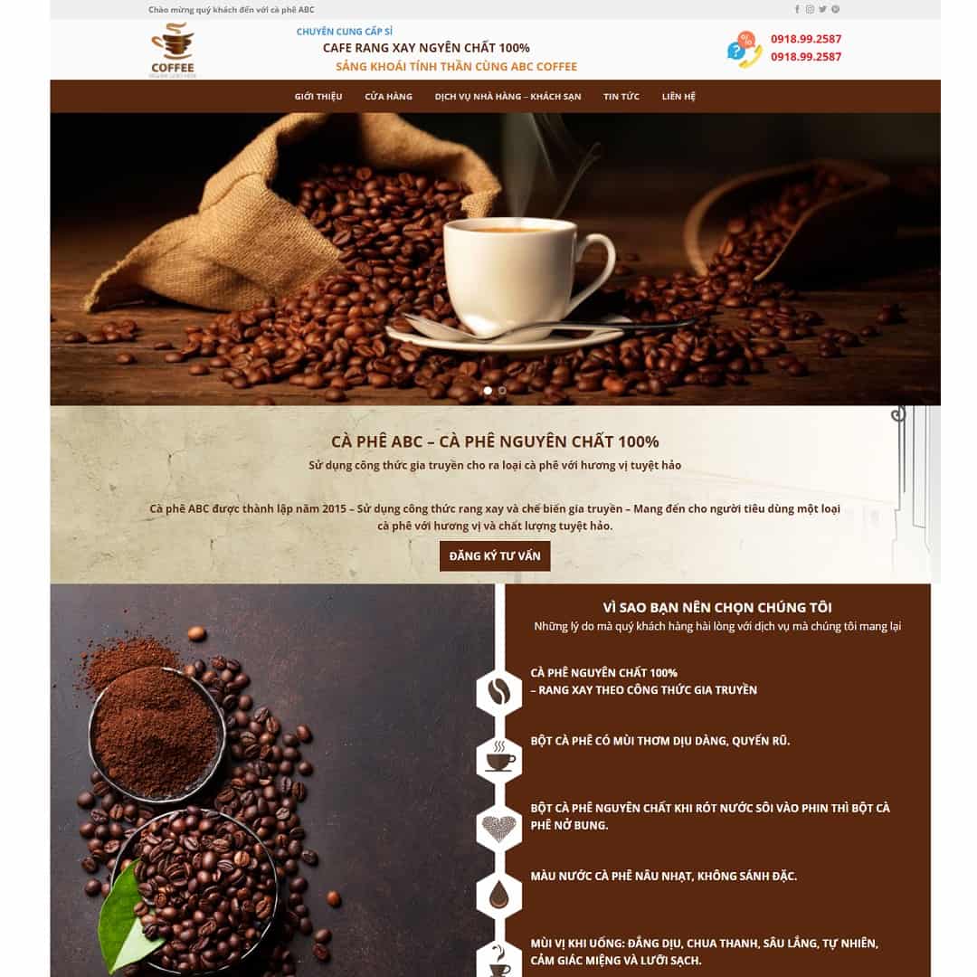 Mẫu website bán cafe nguyên chất