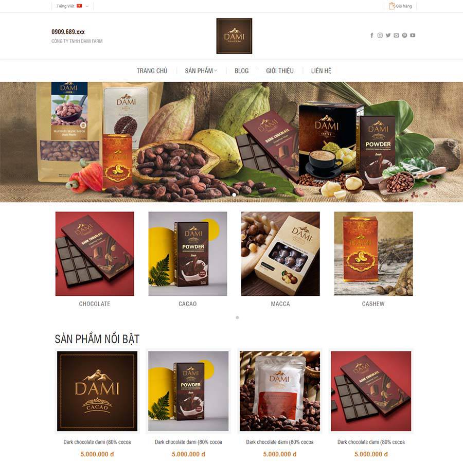 Mẫu website bán cafe 02