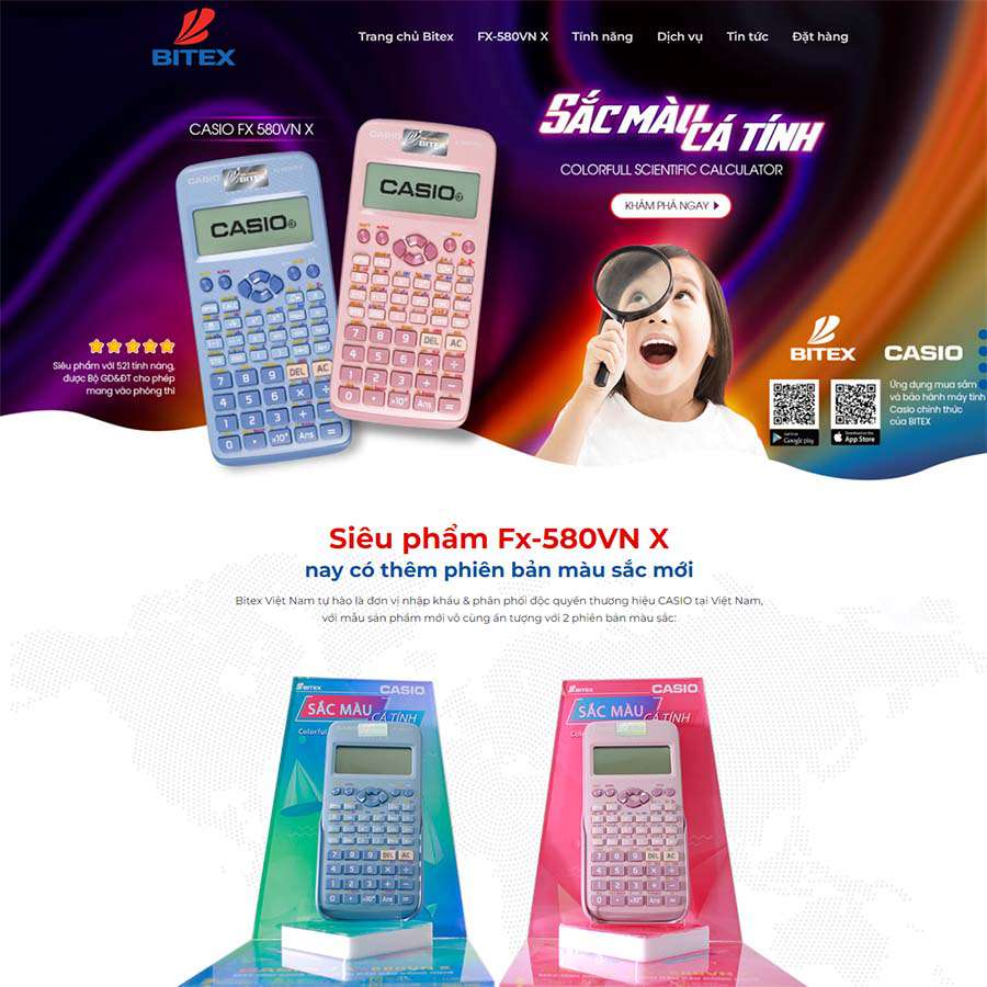 Mẫu website bán máy tính casio