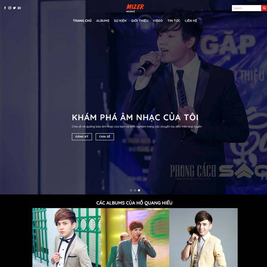 Mẫu website giới thiệu ca sỹ