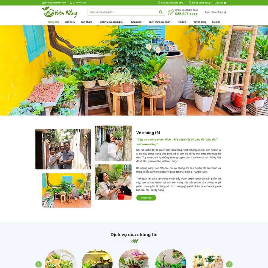 Mẫu website bán cây xanh, tiểu cảnh 03