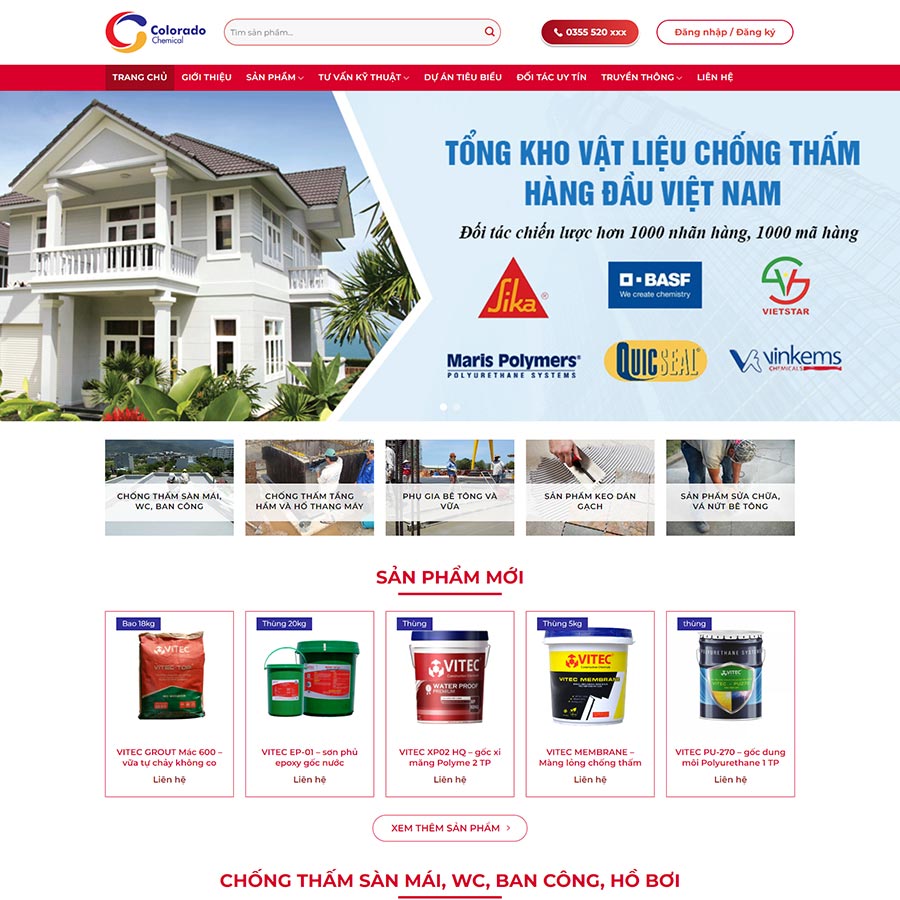Mẫu website cung cấp sơn chống thấm