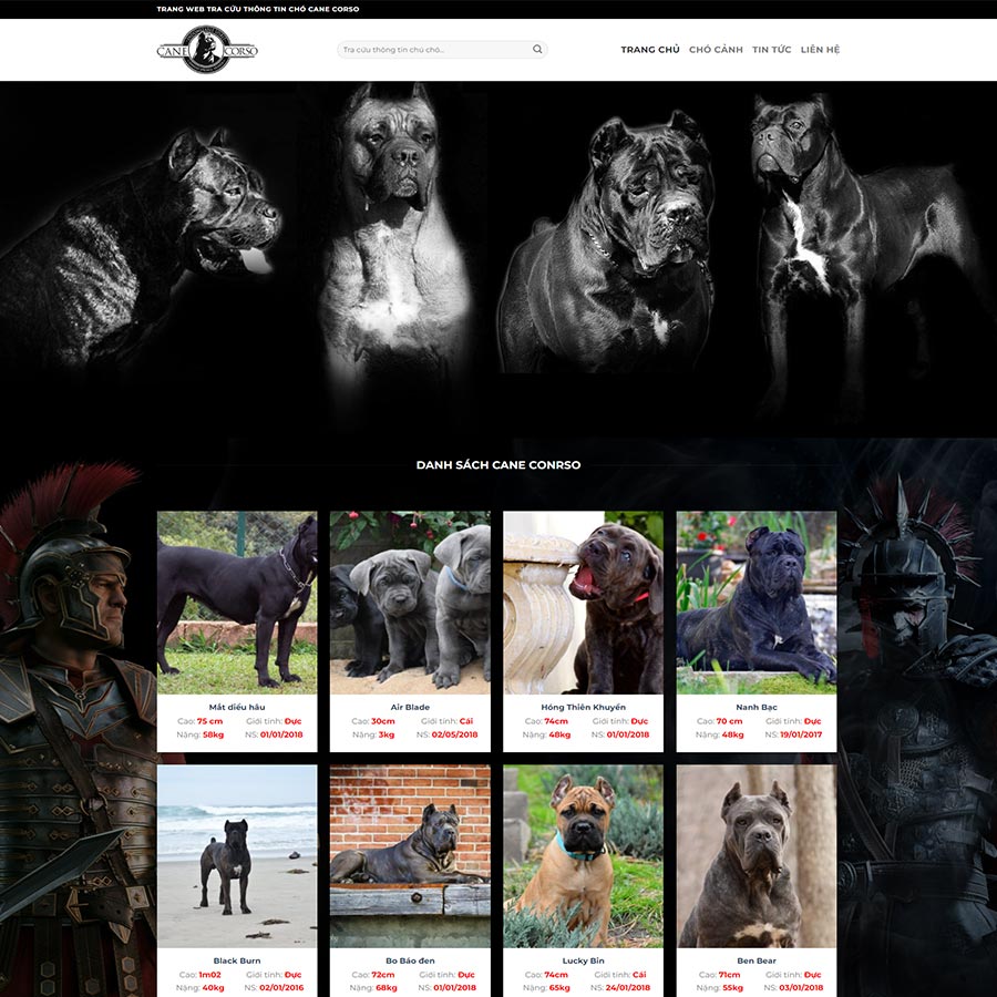 Mẫu website bán chó săn