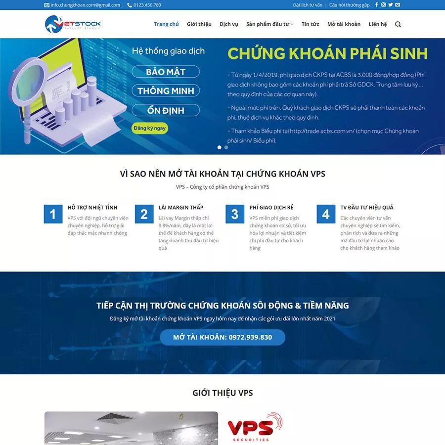 Mẫu website công ty chứng khoán