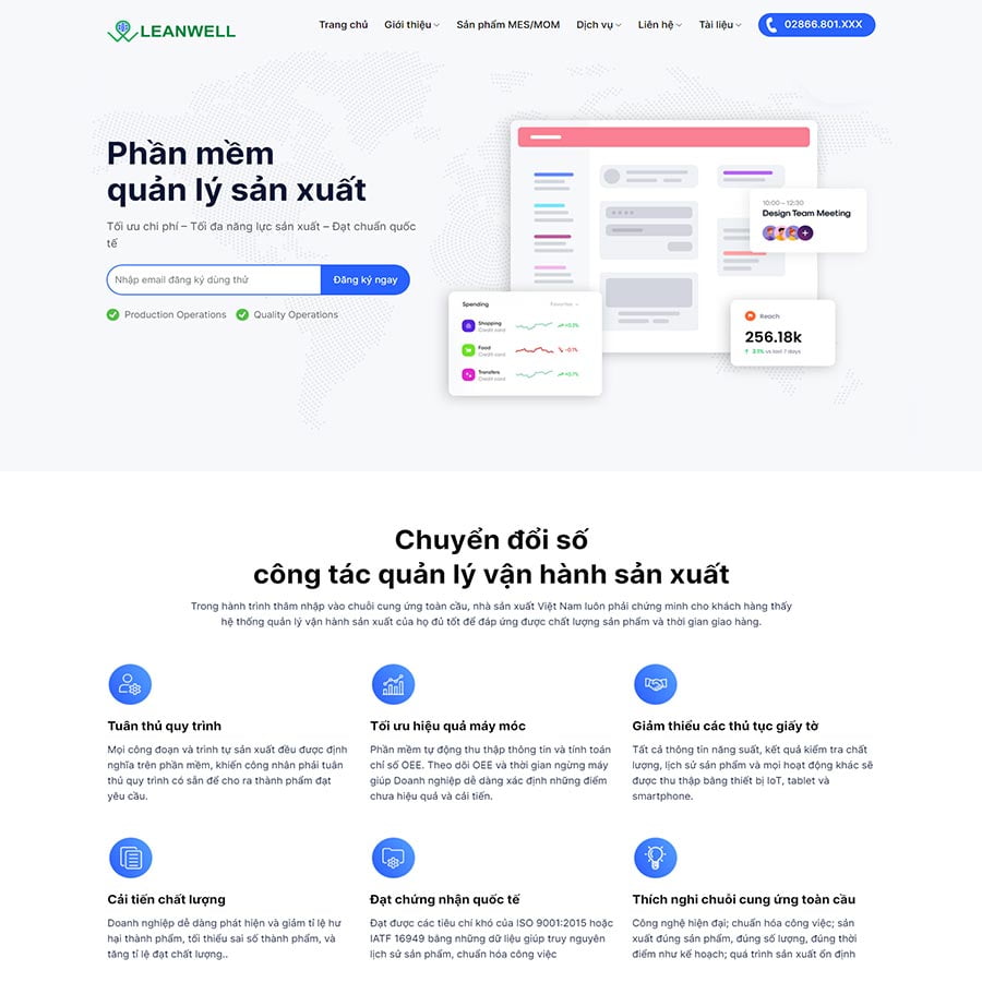 Mẫu website giới thiệu phần mềm quản lý sản xuất