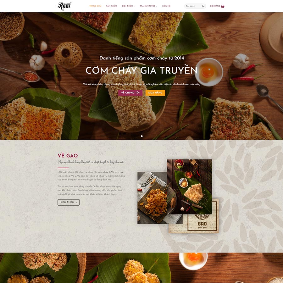 Mẫu website bán cơm cháy gia truyền