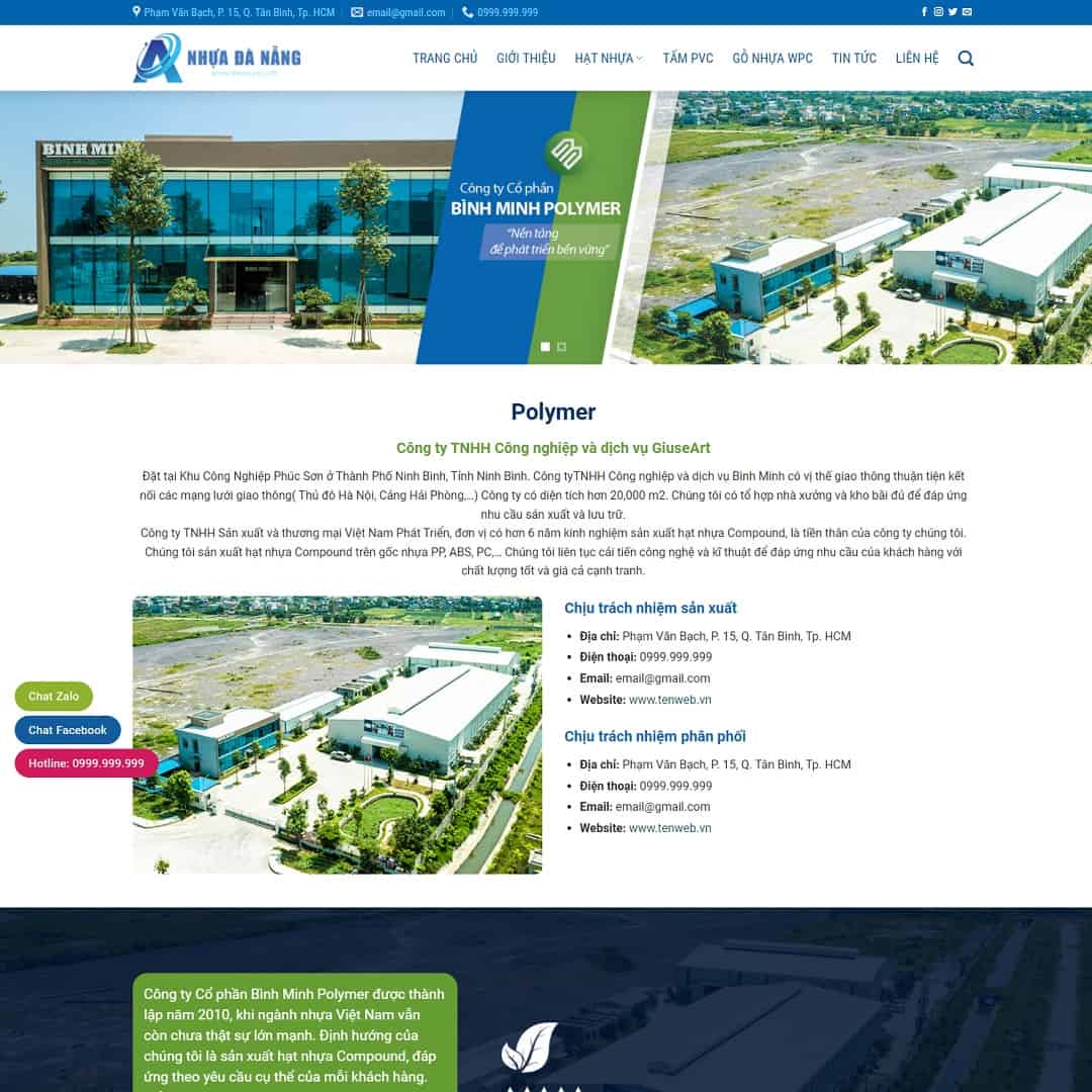 Mẫu website giới thiệu công ty sản xuất hạt nhựa