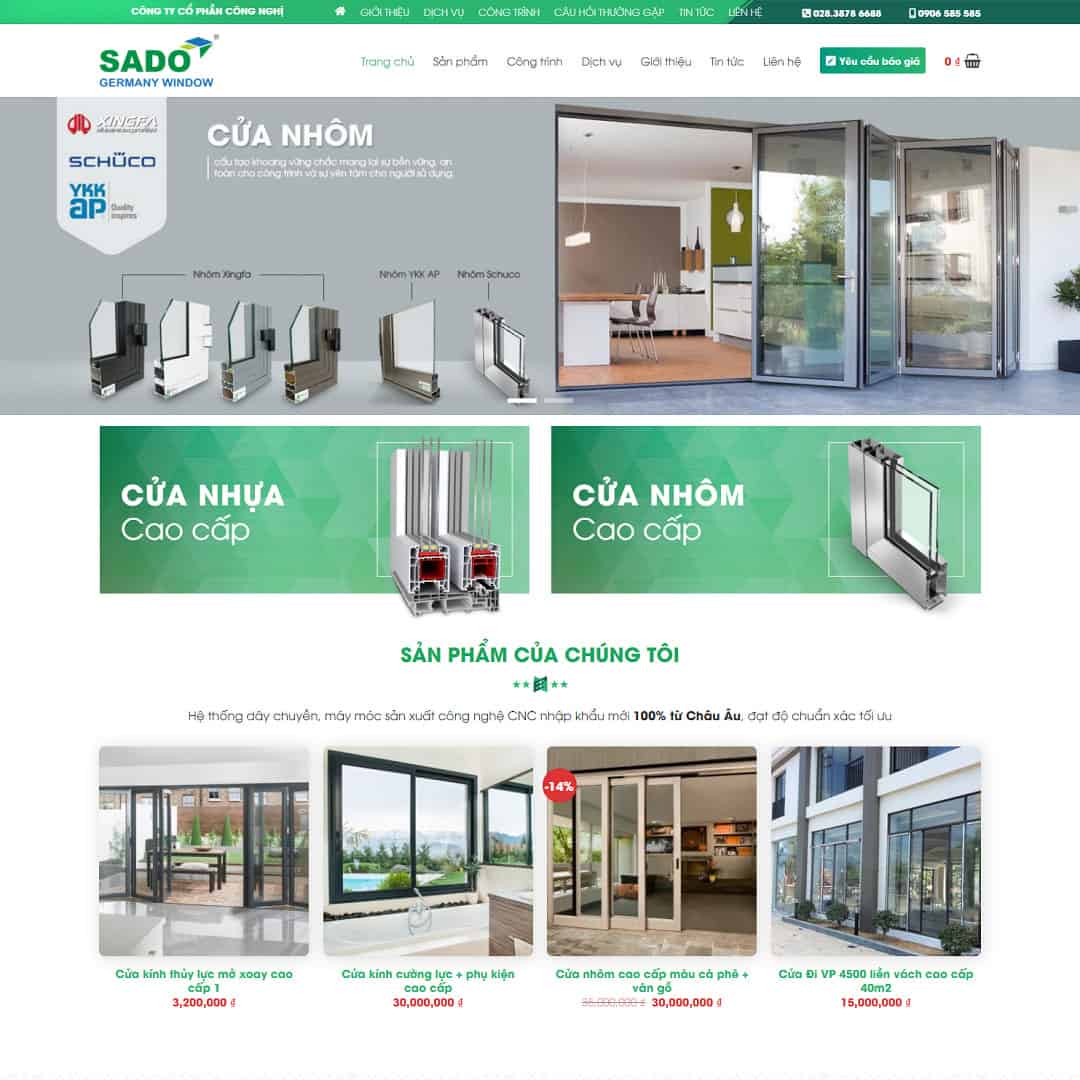 Mẫu website công ty nhôm kính 01