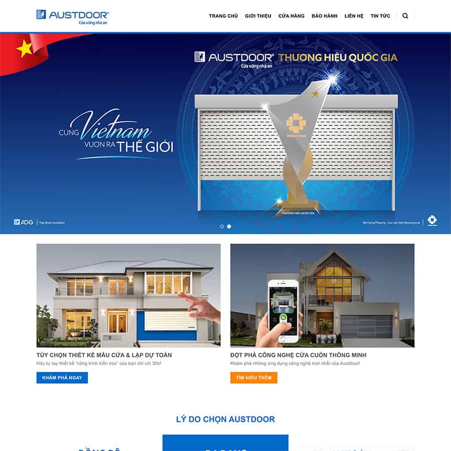 Mẫu website công ty cửa nhôm, cửa cuốn
