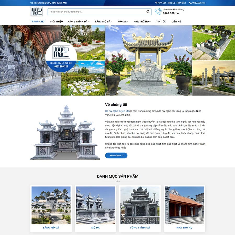Mẫu website cơ sở đá mỹ nghệ