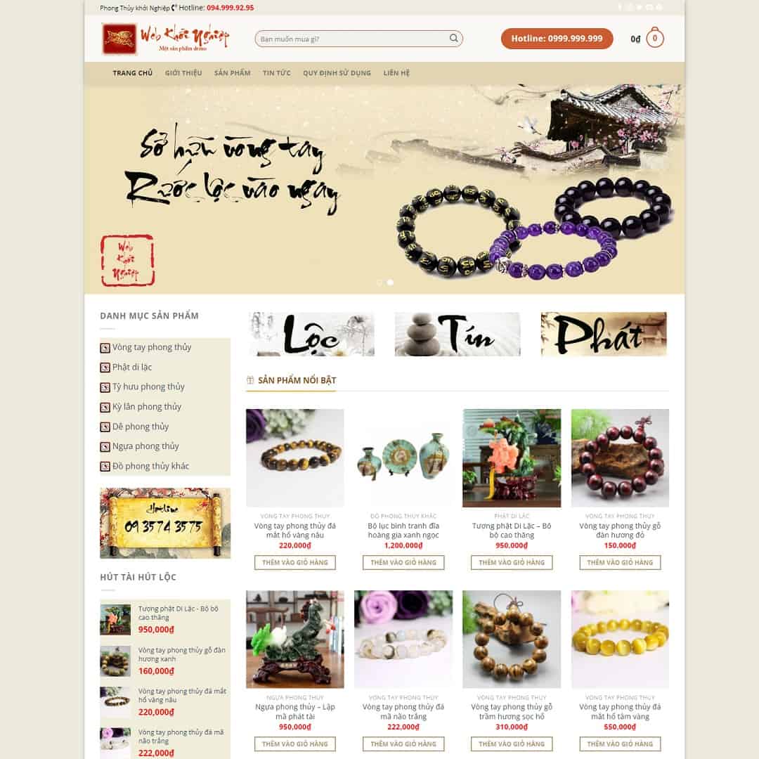 Mẫu website đá quý, vật phẩm phong thủy 01