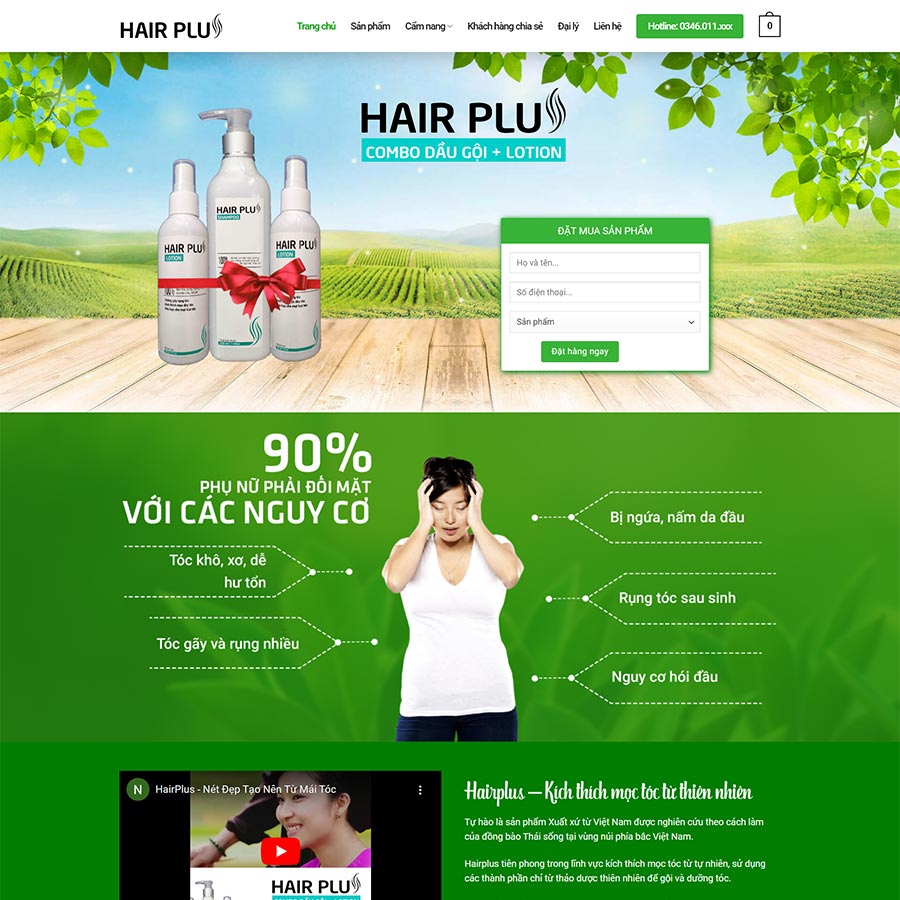 Mẫu website bán dầu gội