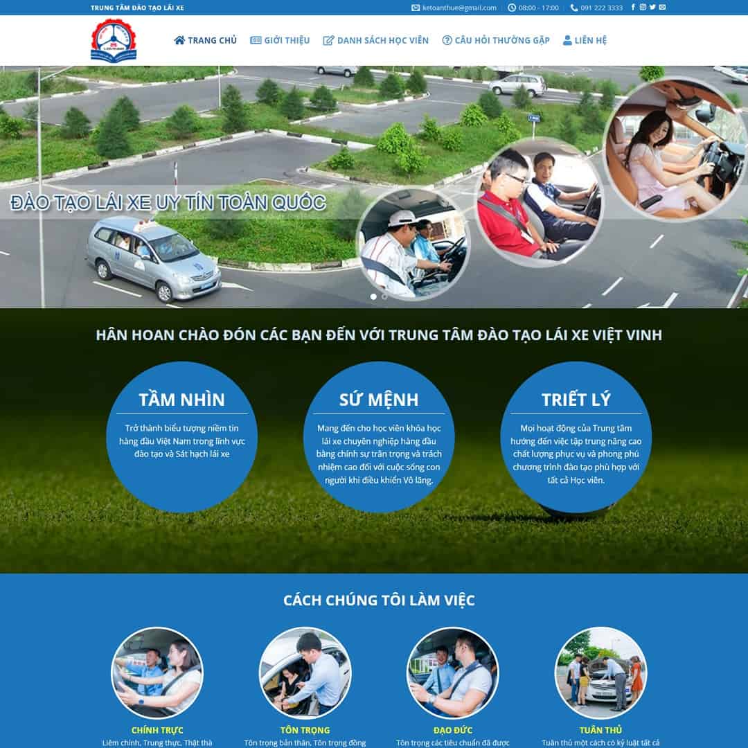 Mẫu website trung tâm đào tạo lái xe