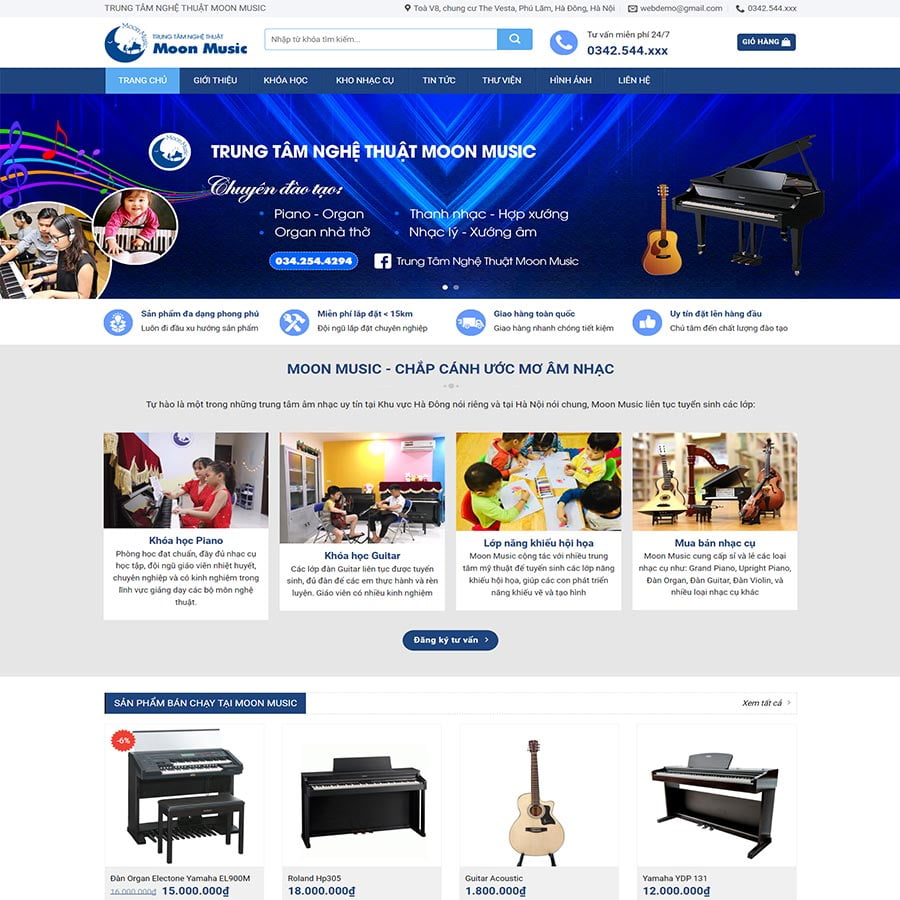 Mẫu website trung tâm dạy nhạc