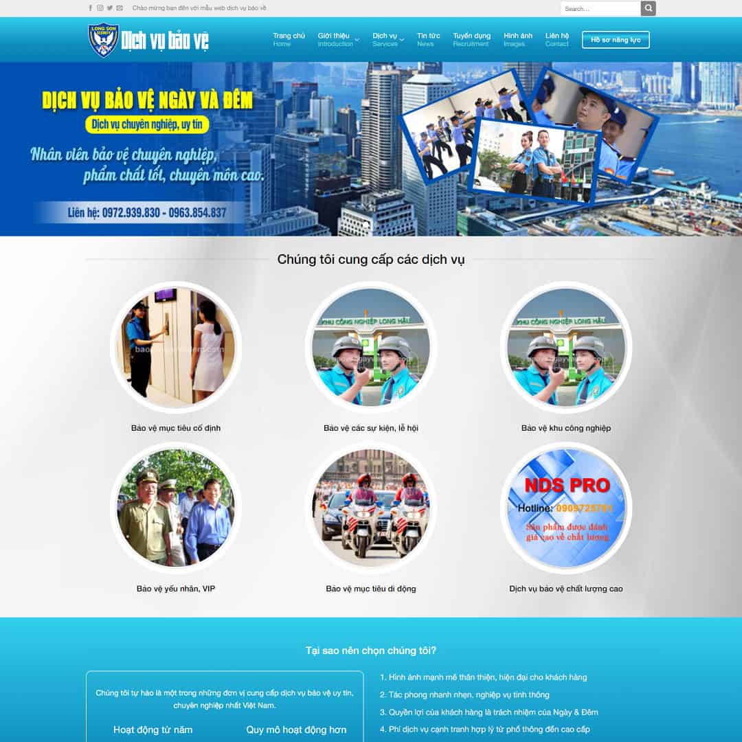 Mẫu website công ty, dịch vụ bảo vệ