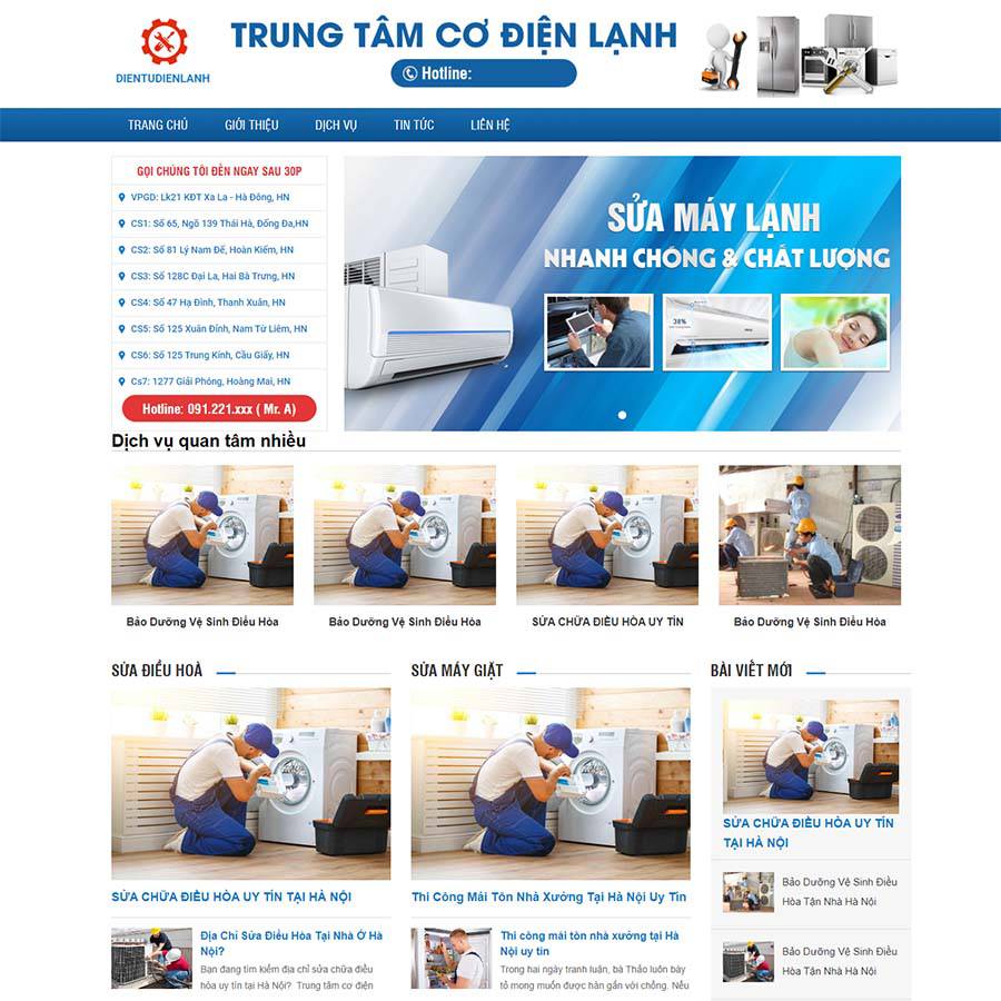 Mẫu website sửa điện lạnh 02
