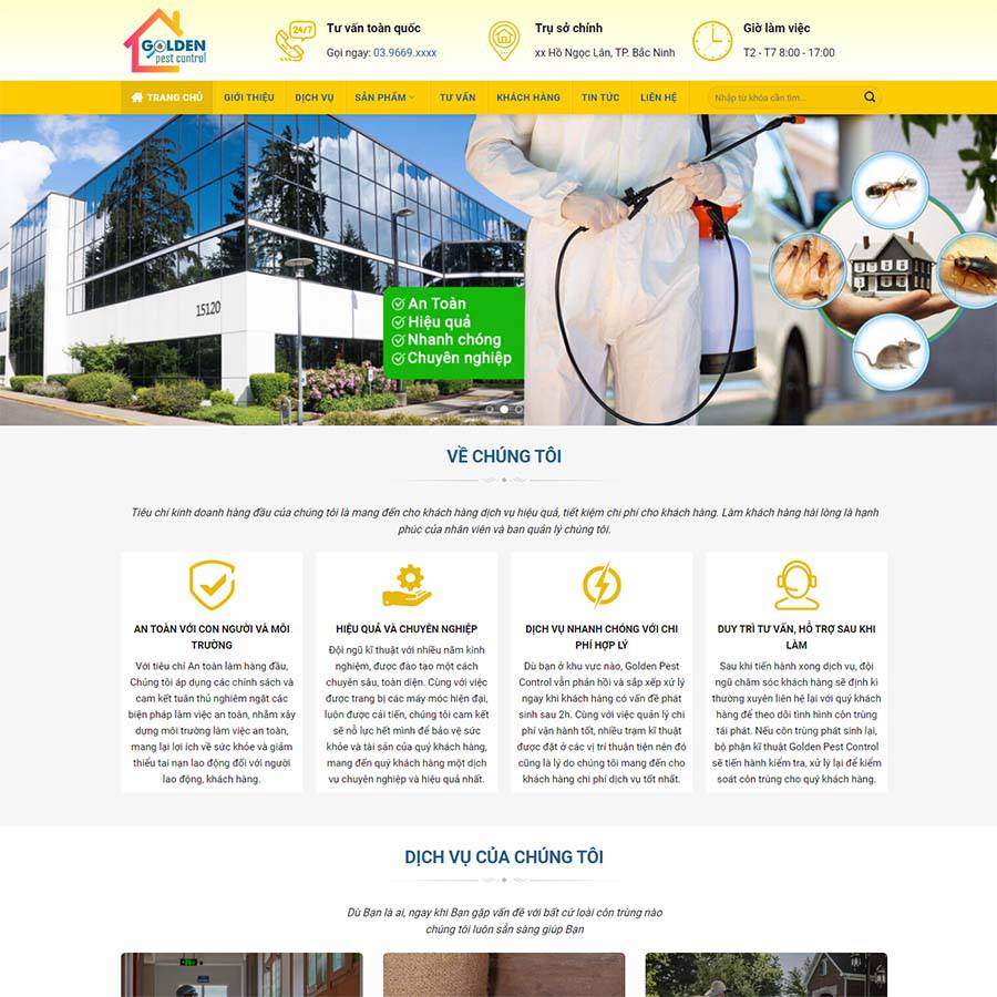 Mẫu website diệt côn trùng