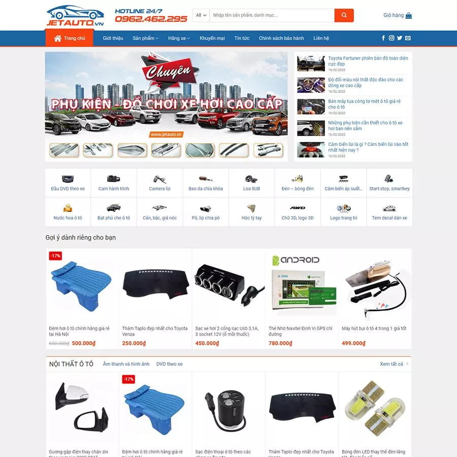 Mẫu website bán đồ chơi xe hơi 01