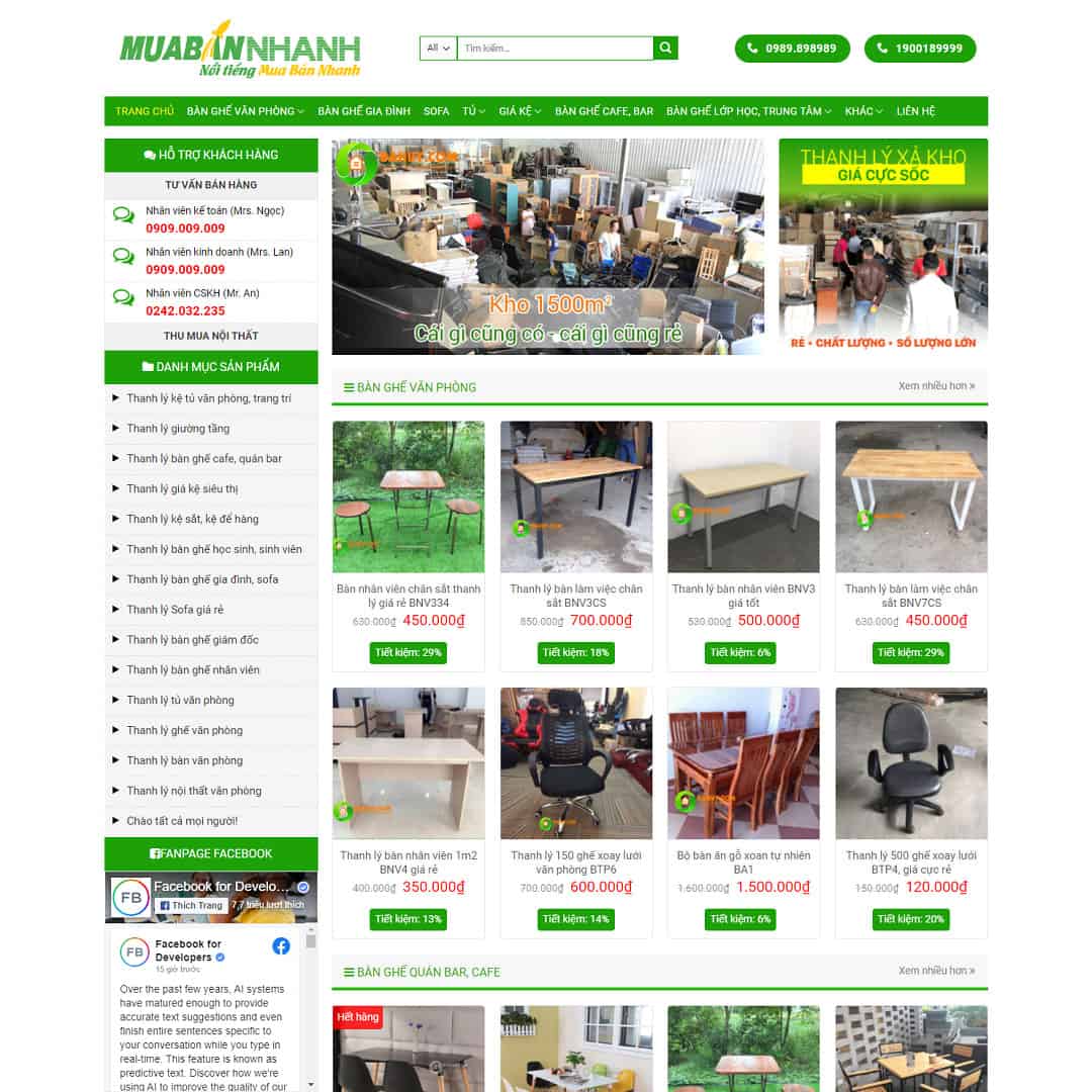 Mẫu website bán nội thất, đồ cũ