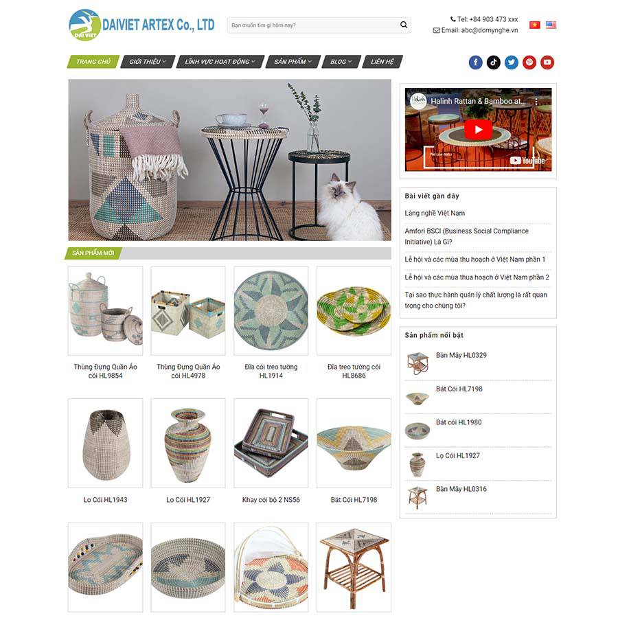 Mẫu website đồ mỹ nghệ