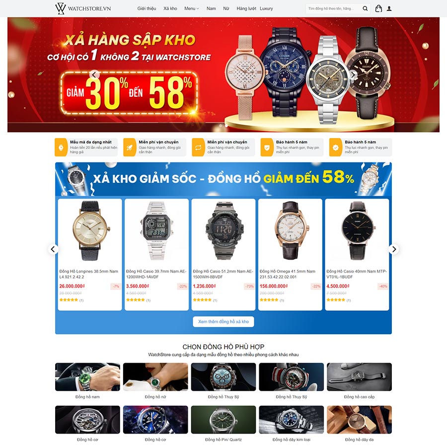 Mẫu website bán đồng hồ 04