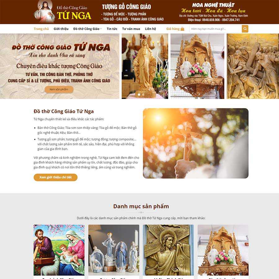 Mẫu website bán đồ thờ, bàn thờ