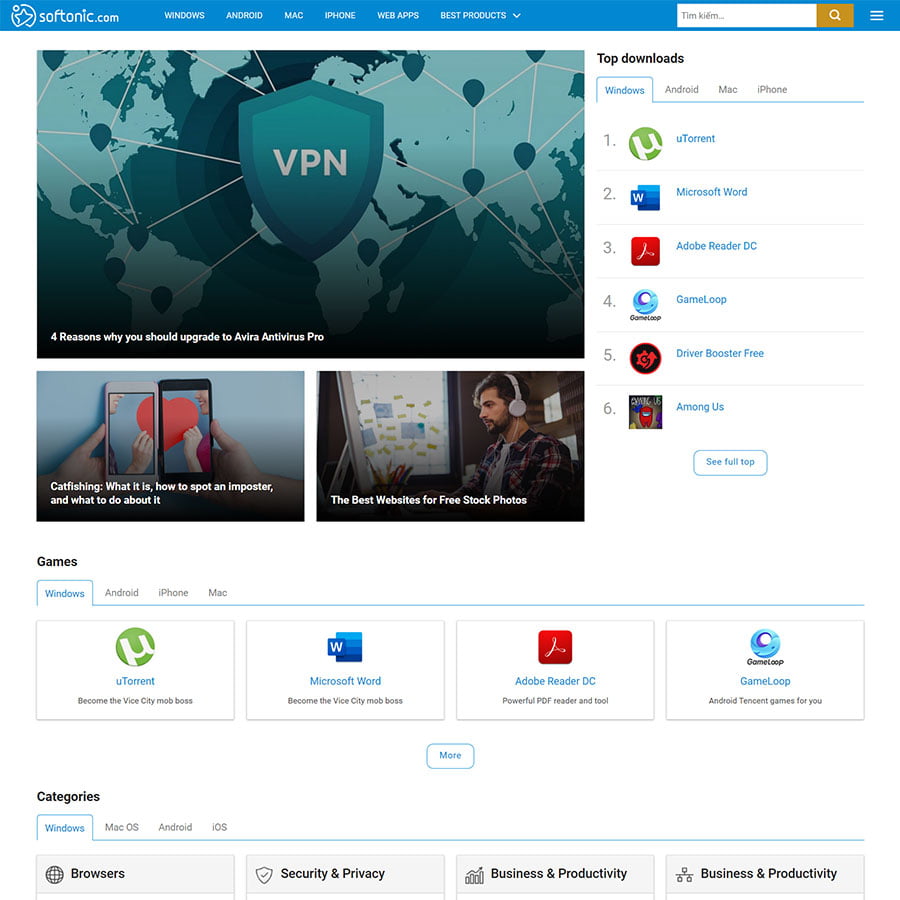 Mẫu website download phần mềm