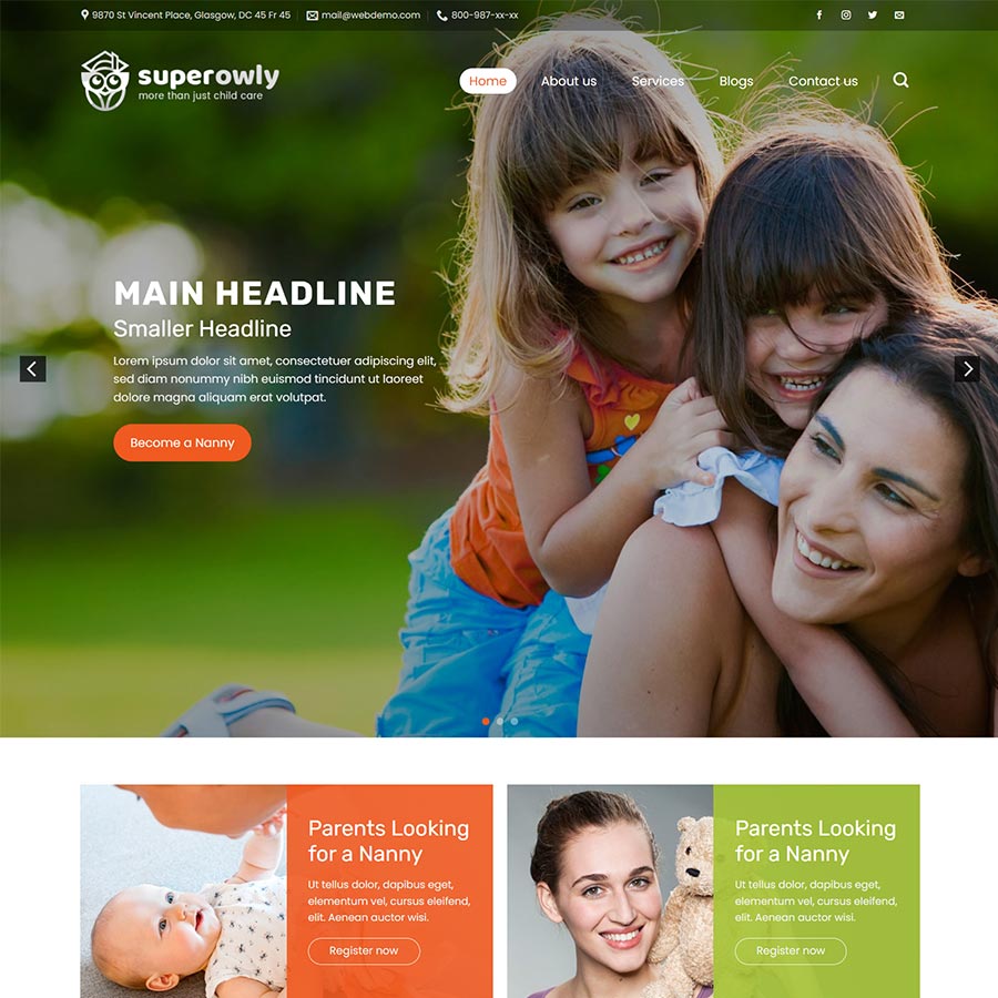 Mẫu website dịch vụ bảo mẫu