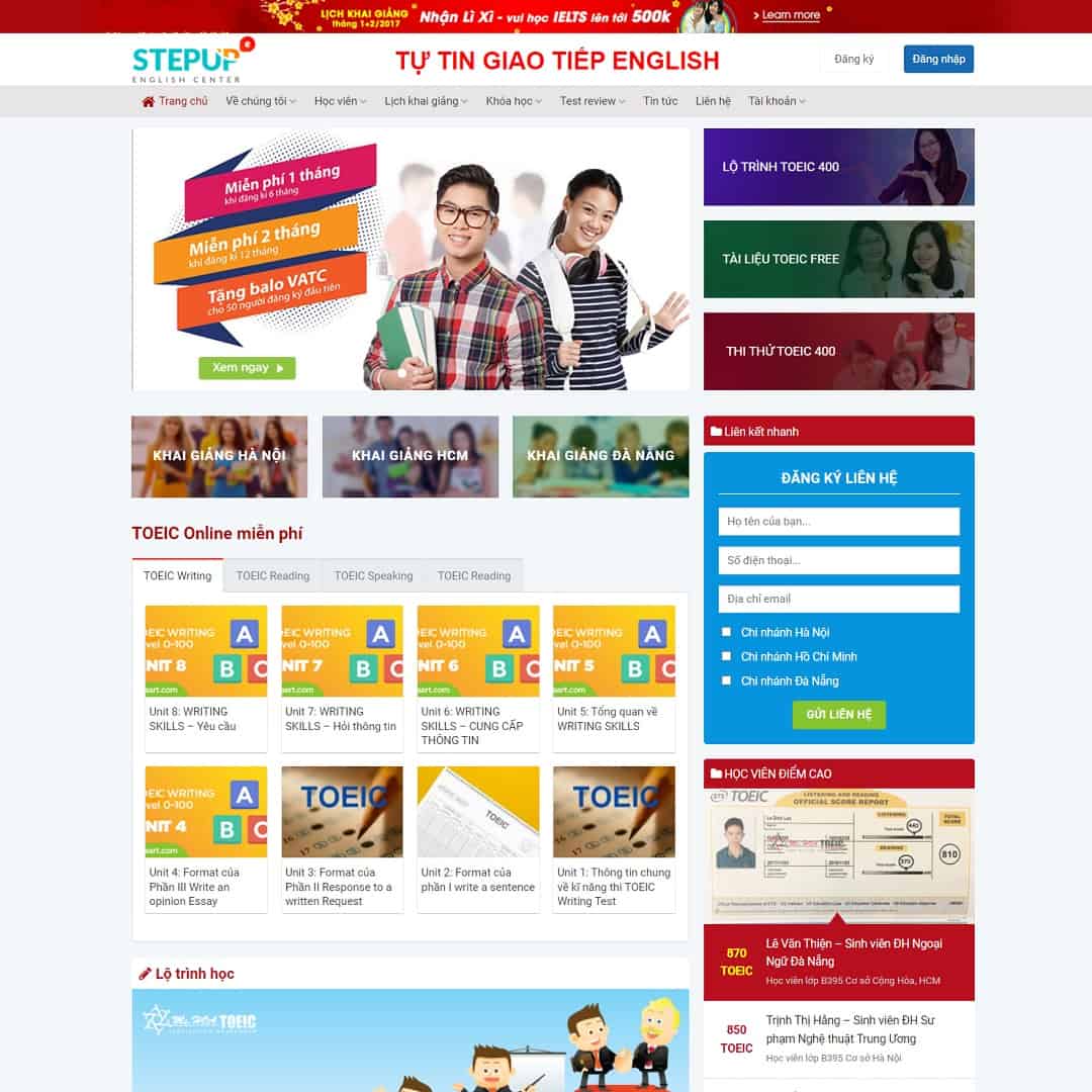 Mẫu website trung tâm anh ngữ